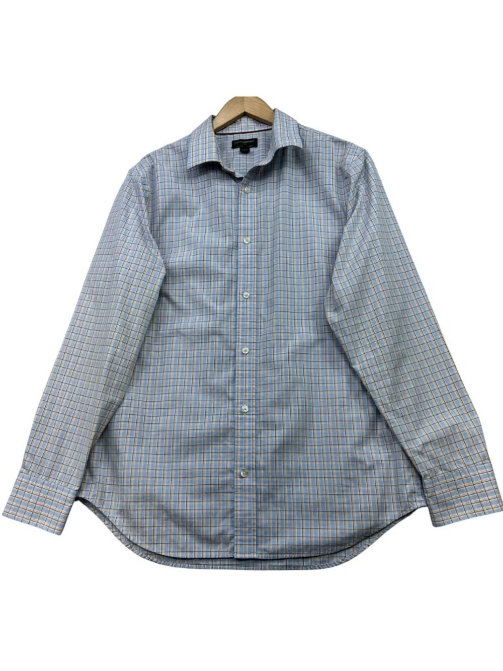 Banana Republic Mens Non-Iron Slim Fit Dress Shirt LS Size L 16-16.5 Multi Plaid